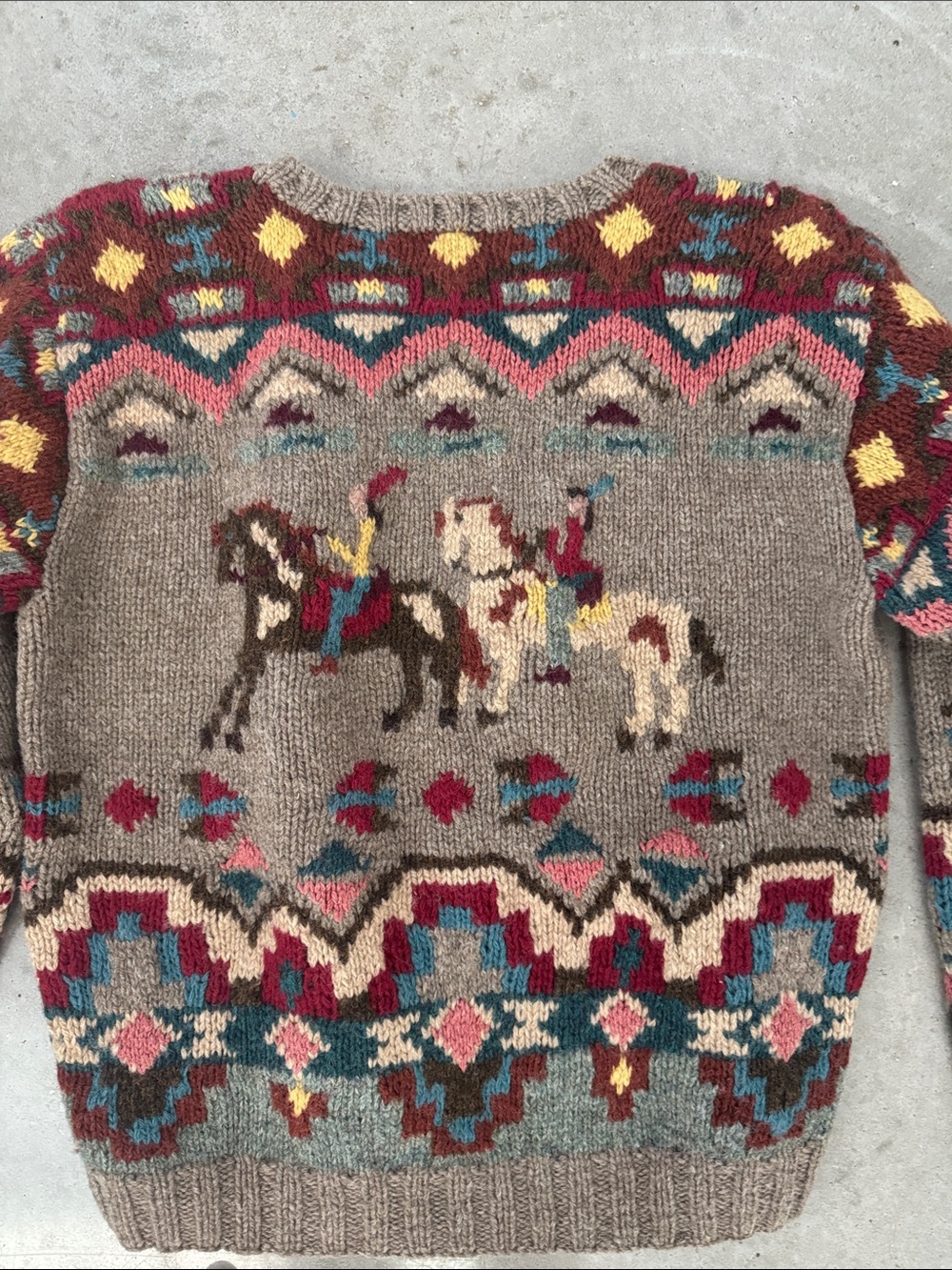 Vintage Ralph Lauren Country Wool Intarsia Polo Horse Southwestern Sweater W - Picture 4 of 4